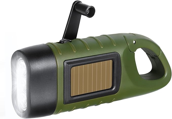 SEANCHEER Hand Crank Solar Powered Flashlight