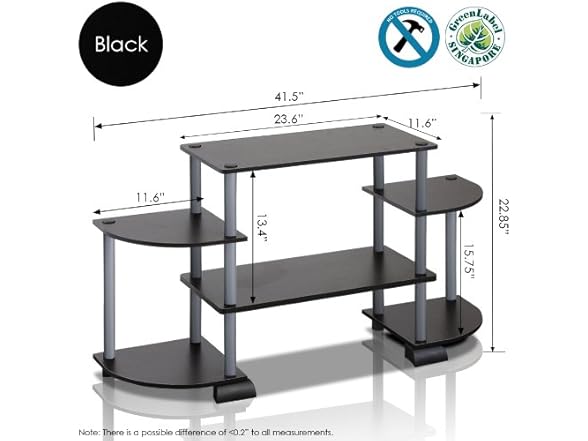 Furinno Turn‑N‑Tube Rounded Corner TV Entertainment Center (Espresso/Black)