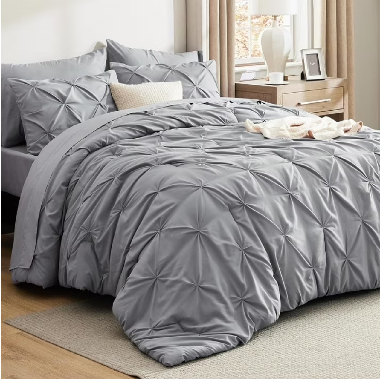 U by Bedsure Queen Comforter Set - 7 Pieces Grey Comforters