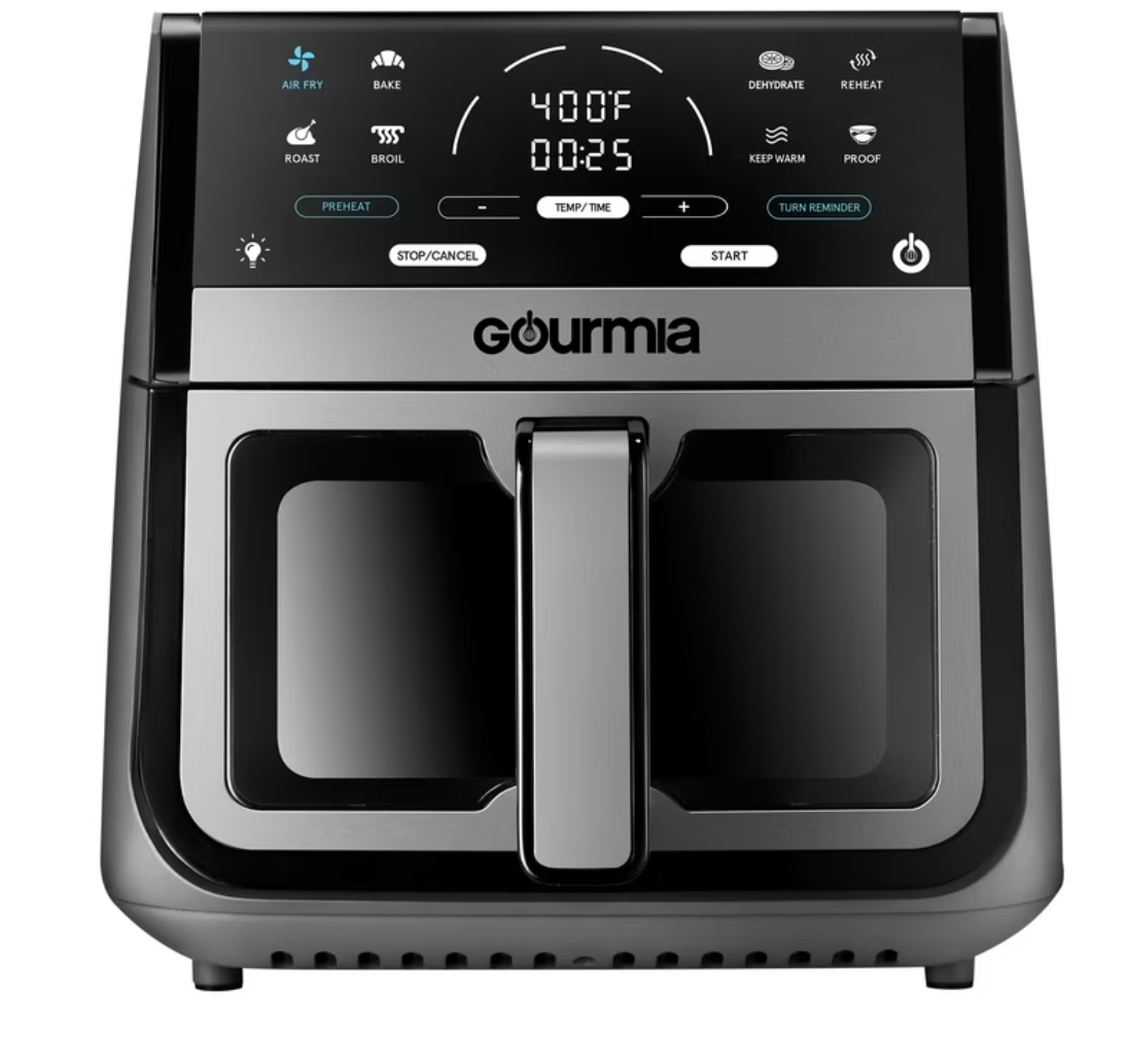 Gourmia 8 Qt Digital Window Air Fryer with 8 One-Touch Cooking Functions – Gray