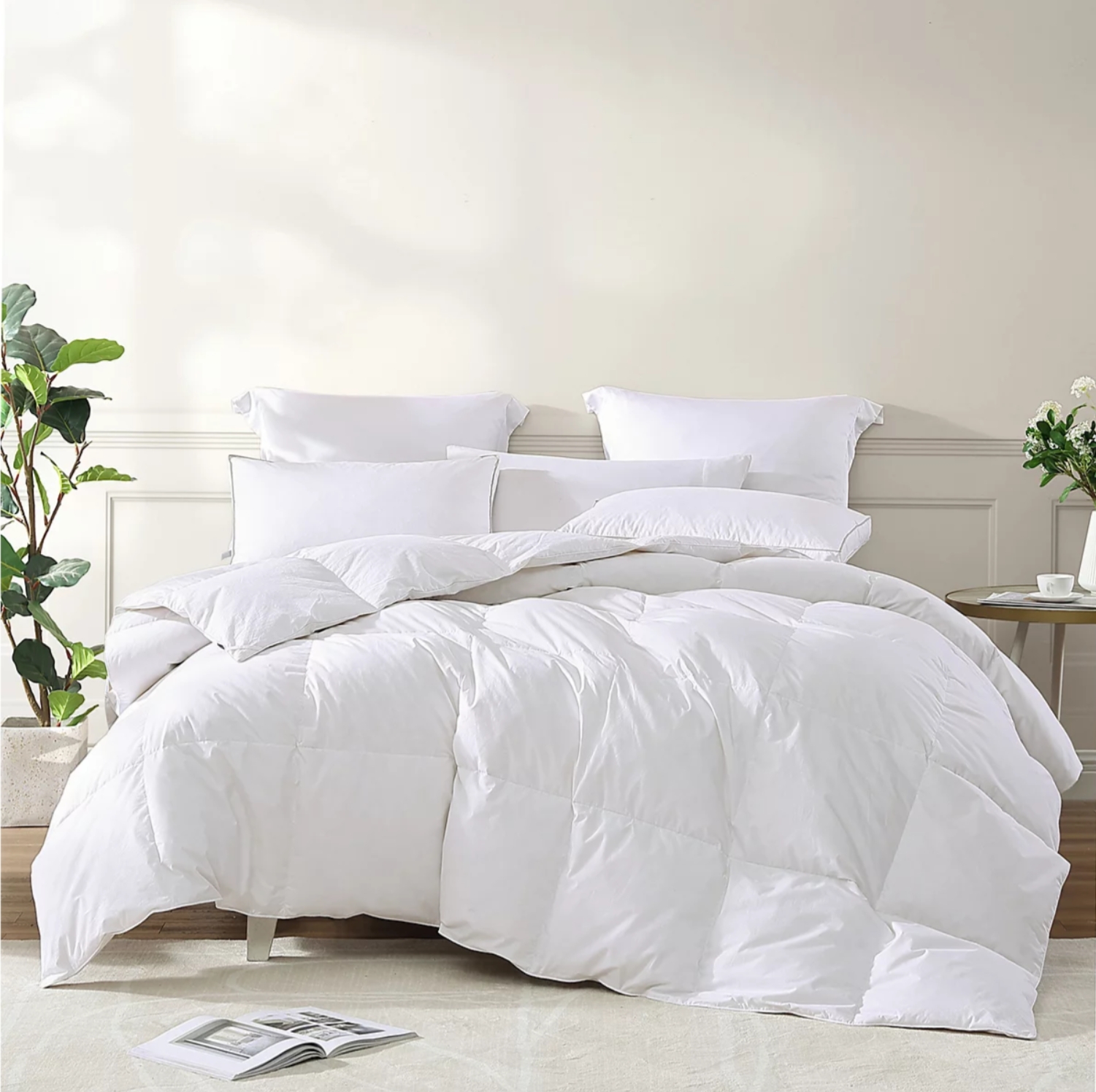 Royal Luxe All Season Warmth White Goose Feather and Down Fiber Comforter, Twin