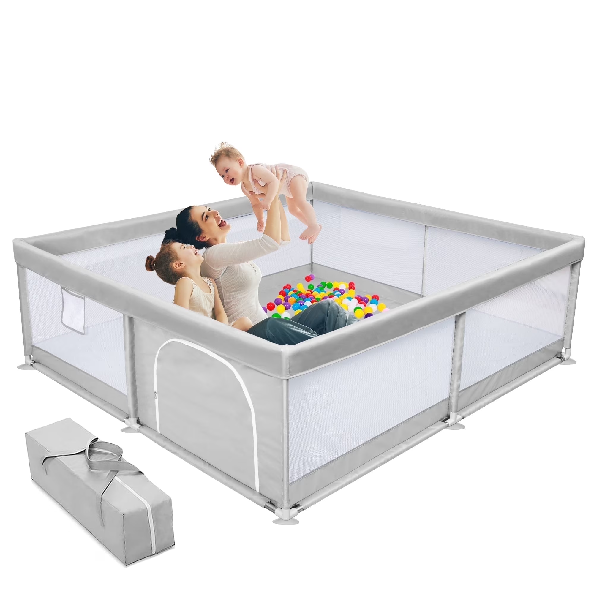 Babyeap Baby Playpen Large Play Yard Fence for Toddlers,50"x50" Gray