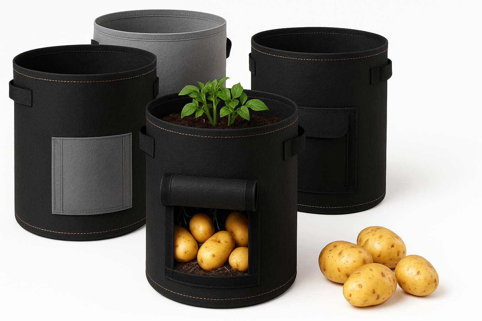 Homyhoo 10-Gallon Potato Grow Bags (4-Pack) Review: Flexible Fabric Planters for Productive Patio Gardens