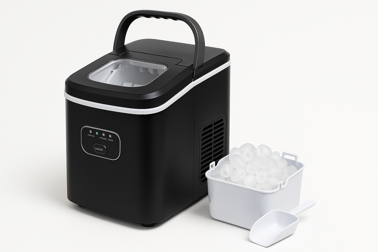 EUHOMY Countertop Ice Maker with Handle (26 lbs/24H, Black): Compact Ice on Demand for Kitchen, Camping, and RVs