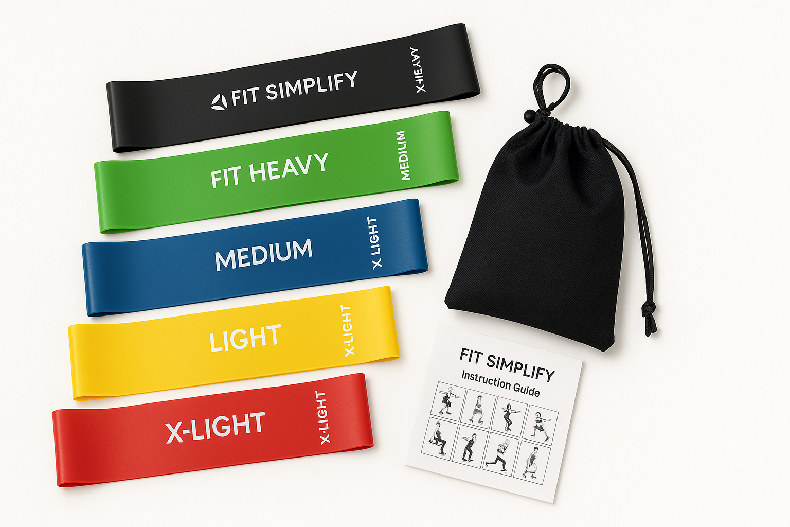 Fit Simplify Resistance Loop Exercise Bands (Set of 5): Compact Strength Training for Any Fitness Level