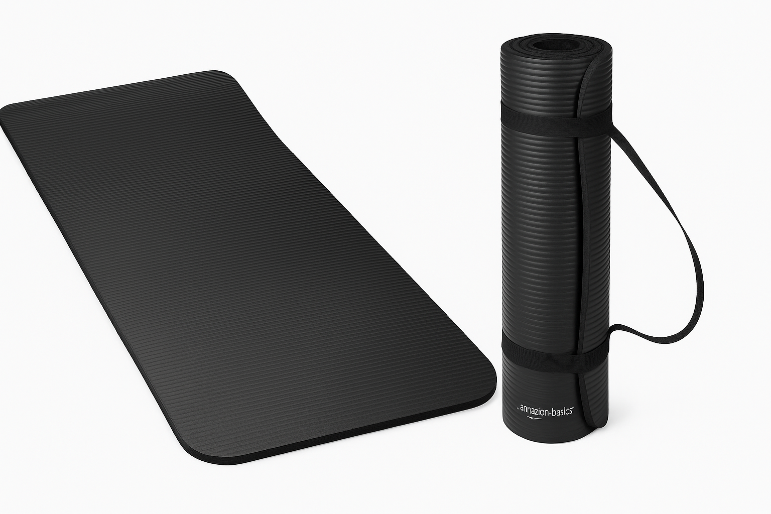 Amazon Basics Extra Thick Exercise Yoga Mat with Carrying Strap: Budget Cushion for Everyday Workouts