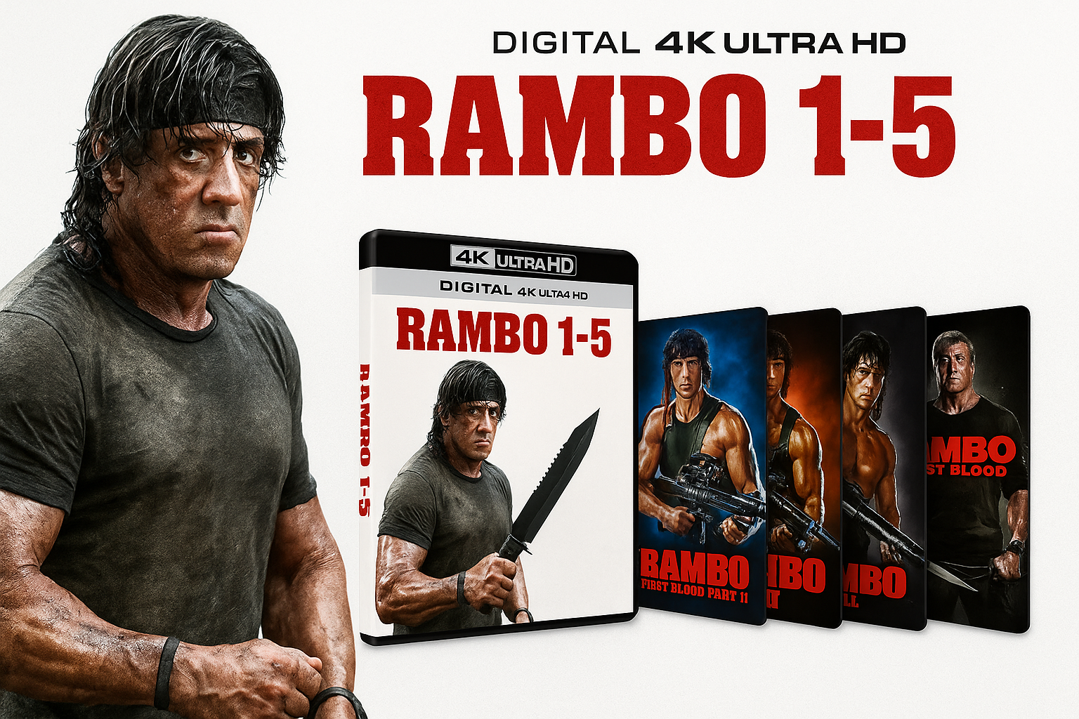 Rambo: 1–5 Digital (4K Ultra HD) – Complete Franchise in One High‑Resolution Bundle